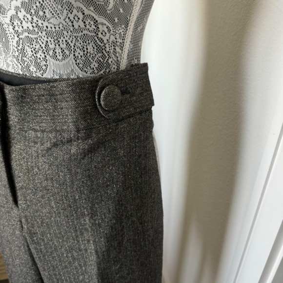 J Crew Favorite Fit charcoal herringbone w gold thread cuffed wool trouser Sz 4T - Picture 2 of 8